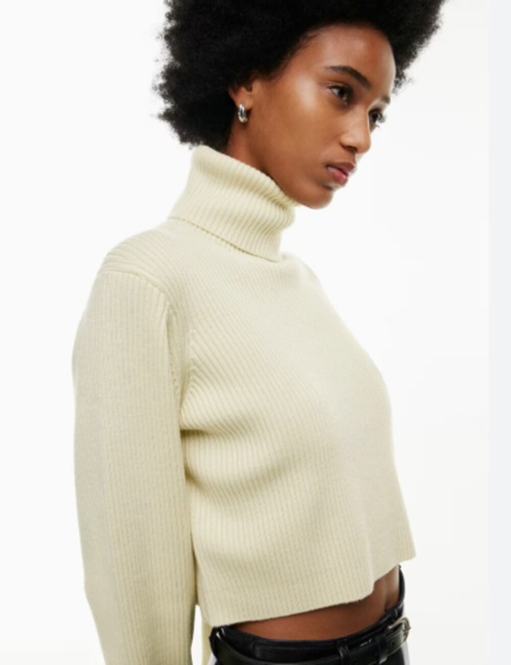 Aritzia Wilfred Rebecca Turtleneck Sweater Merino Wool Cream Med